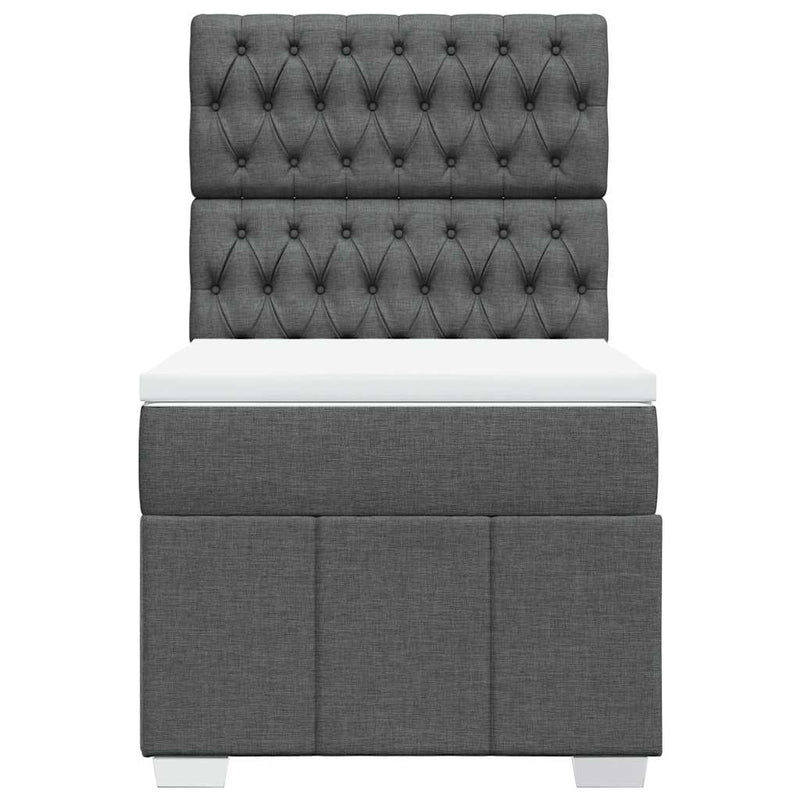 Box Spring Bed with Mattress Dark Grey King Single Fabric Payday Deals