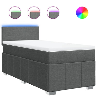 Box Spring Bed with Mattress Dark Grey King Single Fabric Payday Deals
