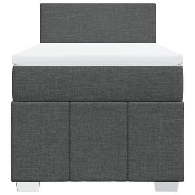 Box Spring Bed with Mattress Dark Grey King Single Fabric Payday Deals