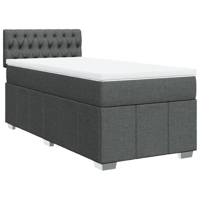 Box Spring Bed with Mattress Dark Grey King Single Fabric Payday Deals