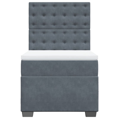 Box Spring Bed with Mattress Dark Grey King Single Velvet Payday Deals