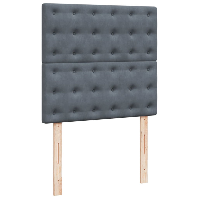 Box Spring Bed with Mattress Dark Grey King Single Velvet Payday Deals