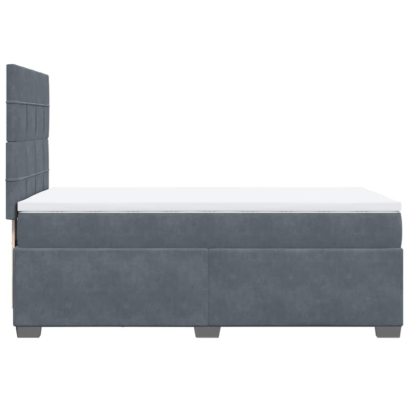 Box Spring Bed with Mattress Dark Grey King Single Velvet Payday Deals