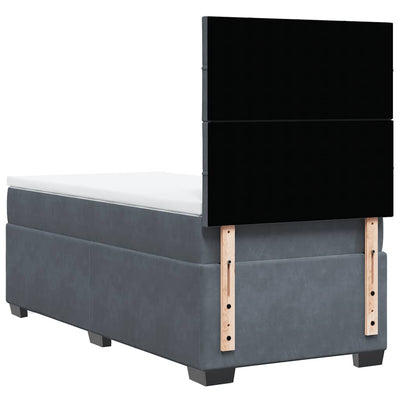 Box Spring Bed with Mattress Dark Grey King Single Velvet Payday Deals
