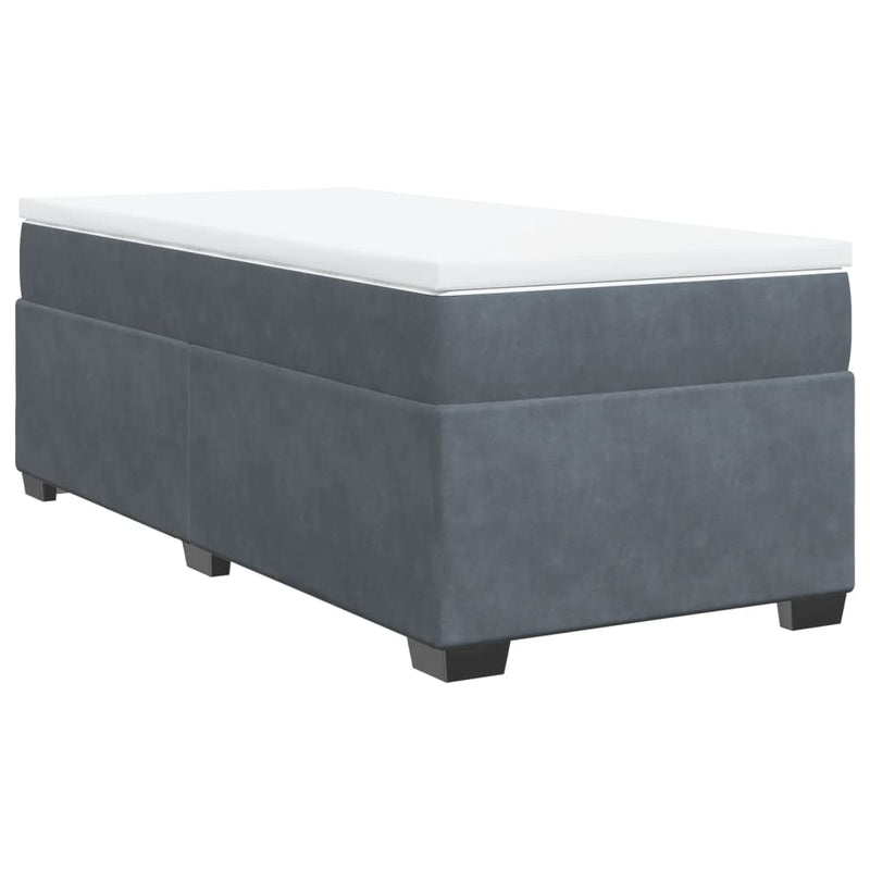 Box Spring Bed with Mattress Dark Grey King Single Velvet Payday Deals