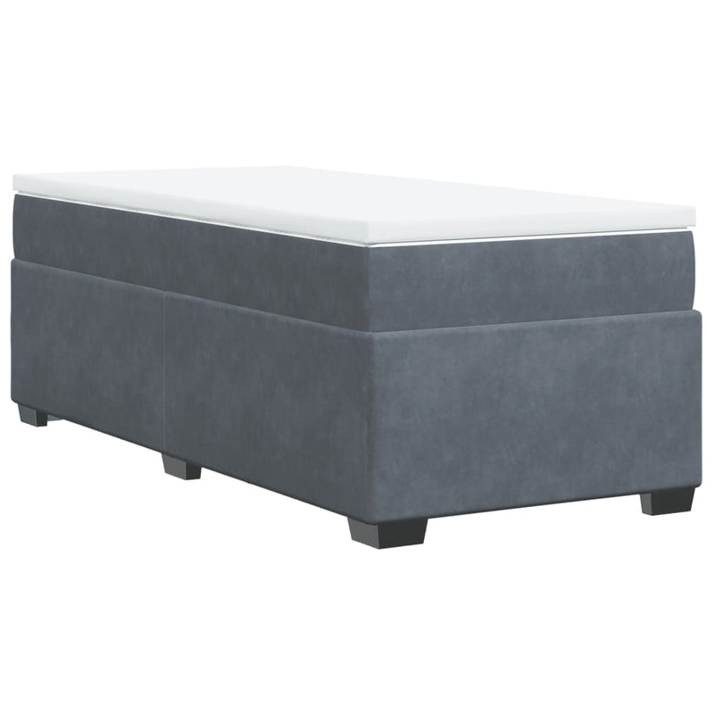 Box Spring Bed with Mattress Dark Grey King Single Velvet Payday Deals