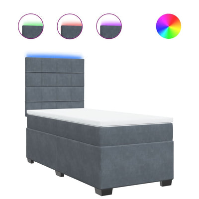 Box Spring Bed with Mattress Dark Grey King Single Velvet Payday Deals