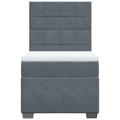 Box Spring Bed with Mattress Dark Grey King Single Velvet Payday Deals