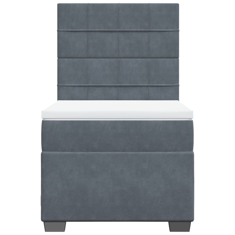 Box Spring Bed with Mattress Dark Grey King Single Velvet Payday Deals