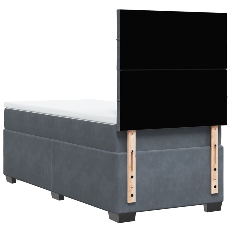 Box Spring Bed with Mattress Dark Grey King Single Velvet Payday Deals