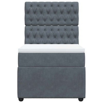 Box Spring Bed with Mattress Dark Grey King Single Velvet Payday Deals