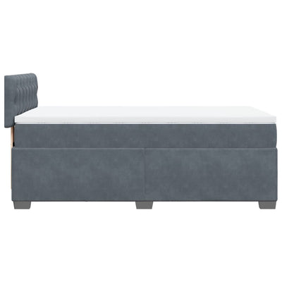 Box Spring Bed with Mattress Dark Grey King Single Velvet Payday Deals