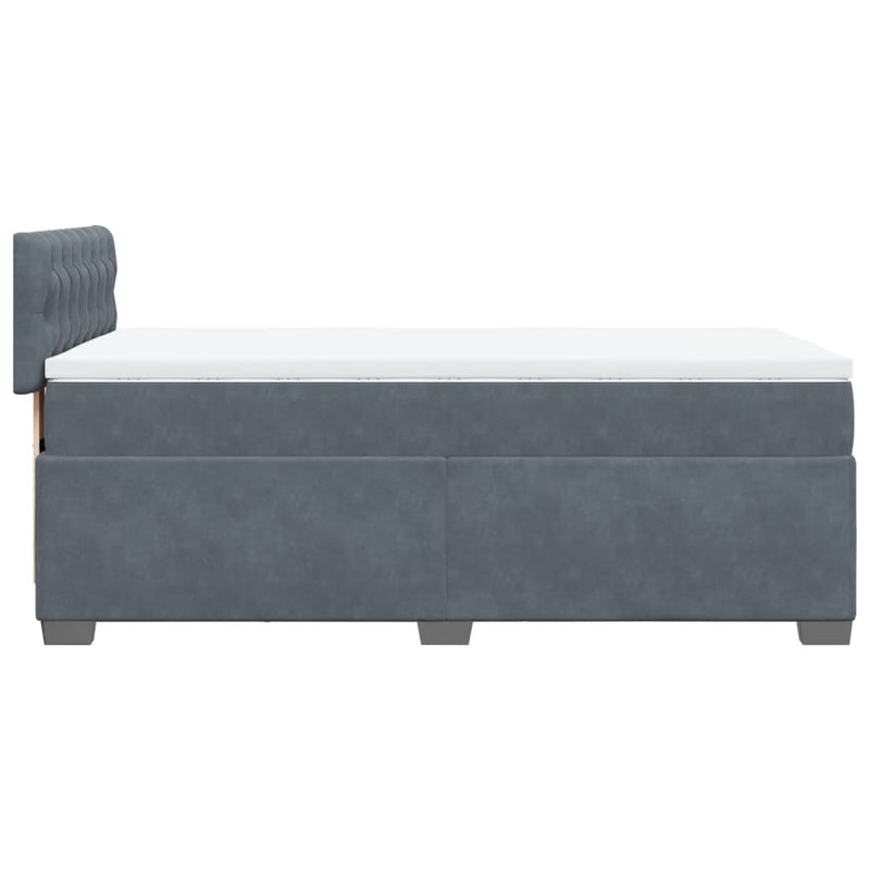 Box Spring Bed with Mattress Dark Grey King Single Velvet Payday Deals