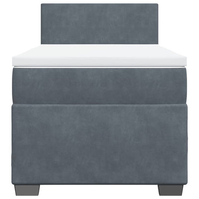 Box Spring Bed with Mattress Dark Grey King Single Velvet Payday Deals