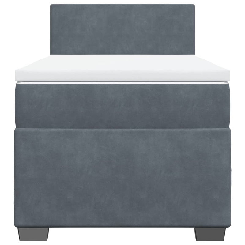 Box Spring Bed with Mattress Dark Grey King Single Velvet Payday Deals