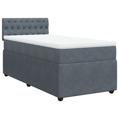 Box Spring Bed with Mattress Dark Grey King Single Velvet Payday Deals