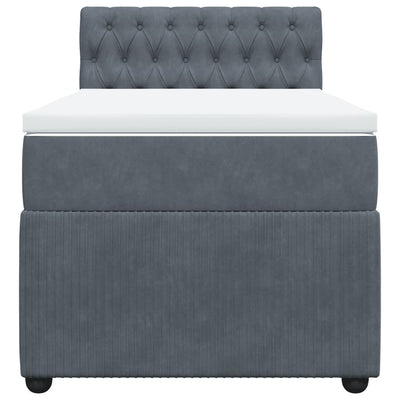 Box Spring Bed with Mattress Dark Grey King Single Velvet Payday Deals
