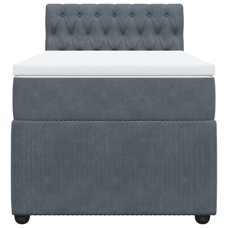 Box Spring Bed with Mattress Dark Grey King Single Velvet Payday Deals