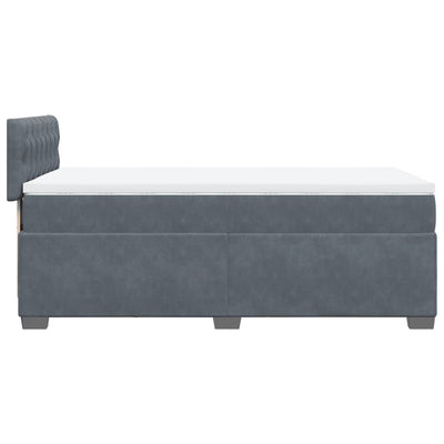 Box Spring Bed with Mattress Dark Grey King Single Velvet Payday Deals
