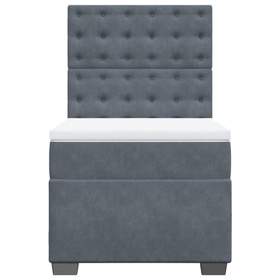 Box Spring Bed with Mattress Dark Grey King Single Velvet Payday Deals
