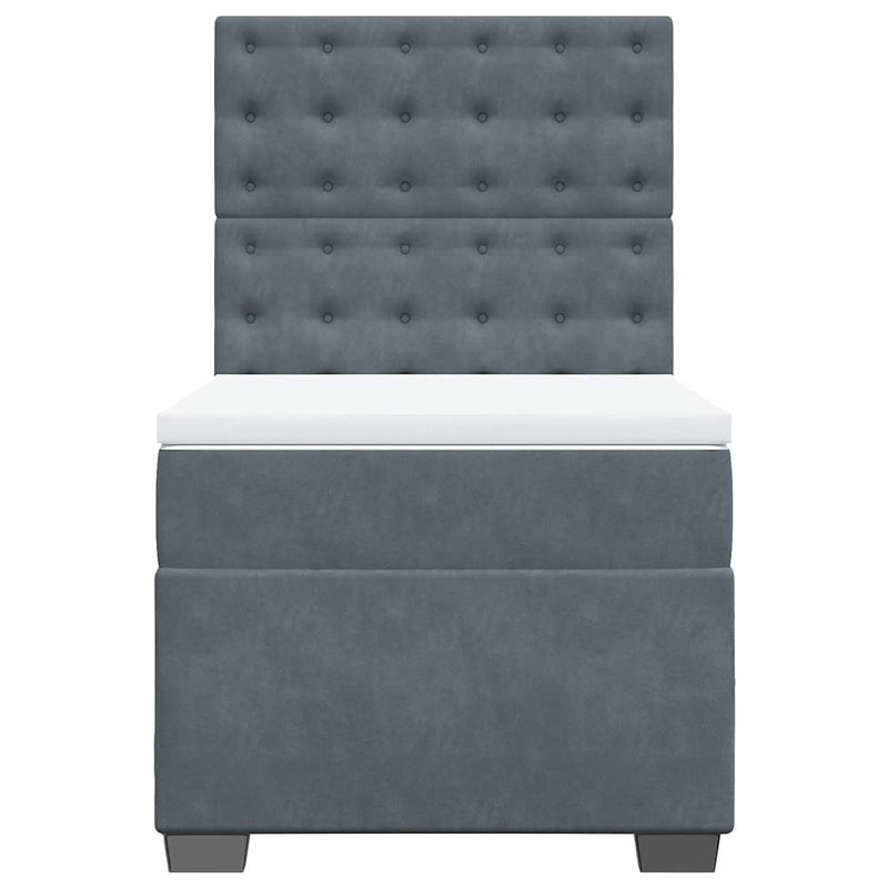 Box Spring Bed with Mattress Dark Grey King Single Velvet Payday Deals