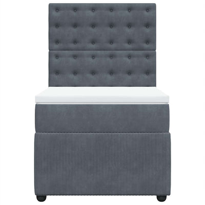 Box Spring Bed with Mattress Dark Grey King Single Velvet Payday Deals