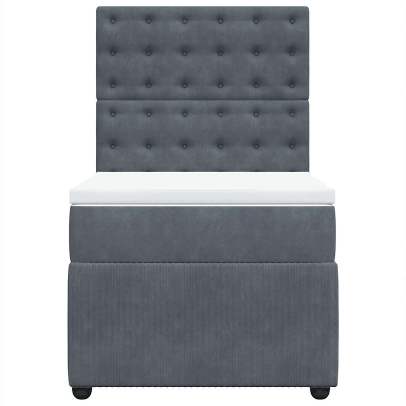 Box Spring Bed with Mattress Dark Grey King Single Velvet Payday Deals
