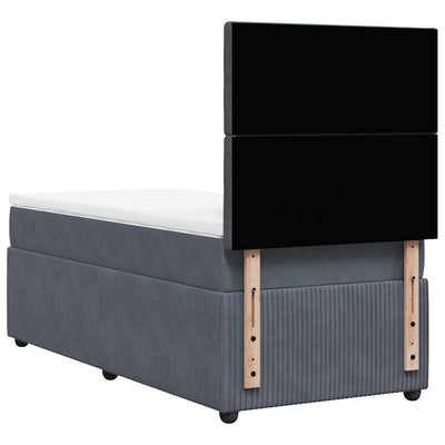 Box Spring Bed with Mattress Dark Grey King Single Velvet Payday Deals