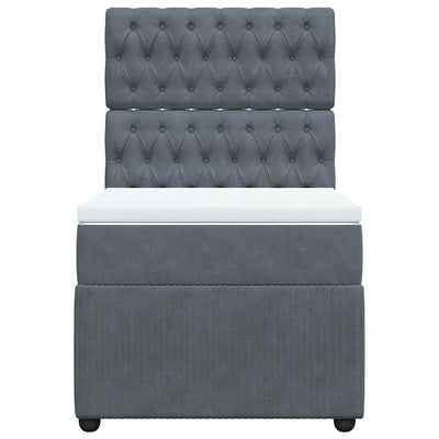 Box Spring Bed with Mattress Dark Grey King Single Velvet Payday Deals