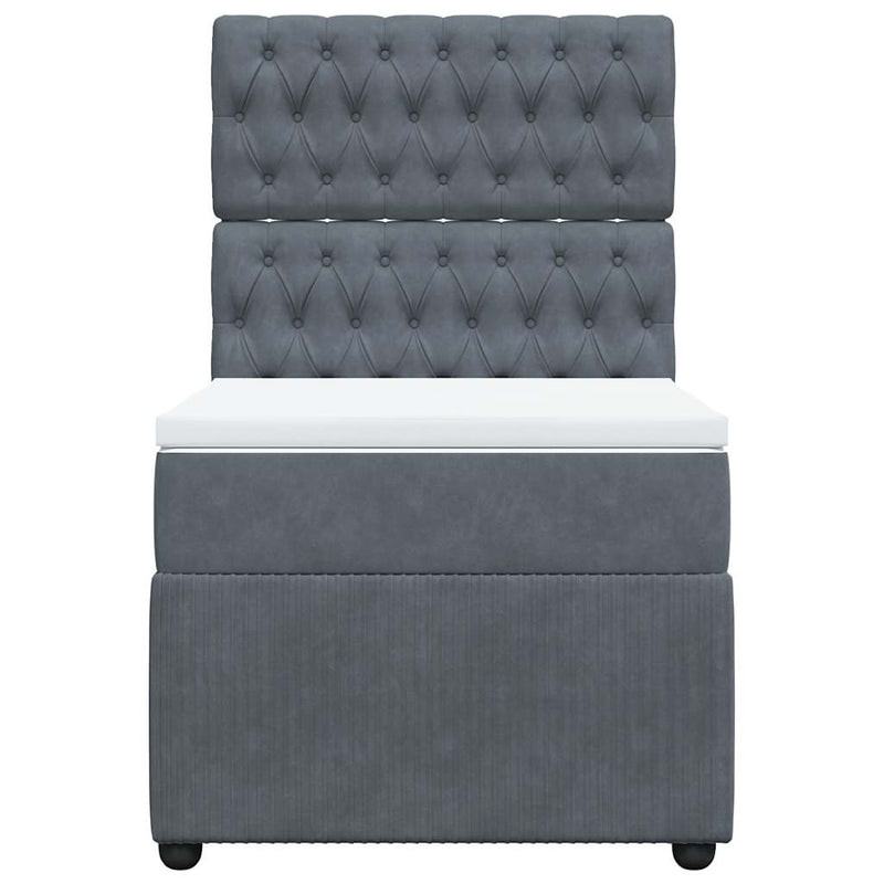Box Spring Bed with Mattress Dark Grey King Single Velvet Payday Deals