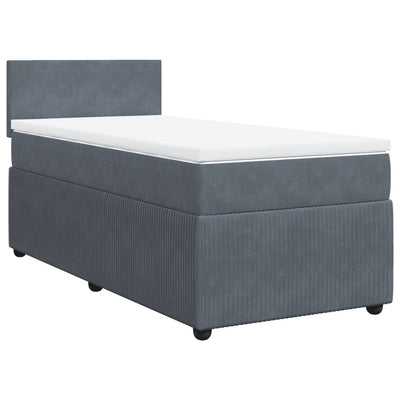 Box Spring Bed with Mattress Dark Grey King Single Velvet Payday Deals