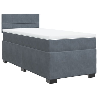 Box Spring Bed with Mattress Dark Grey King Single Velvet Payday Deals