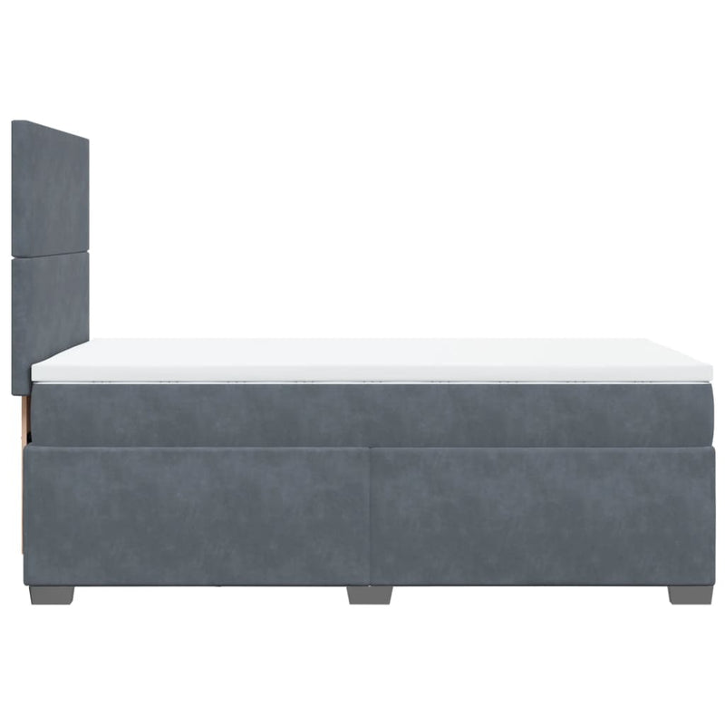 Box Spring Bed with Mattress Dark Grey King Single Velvet Payday Deals