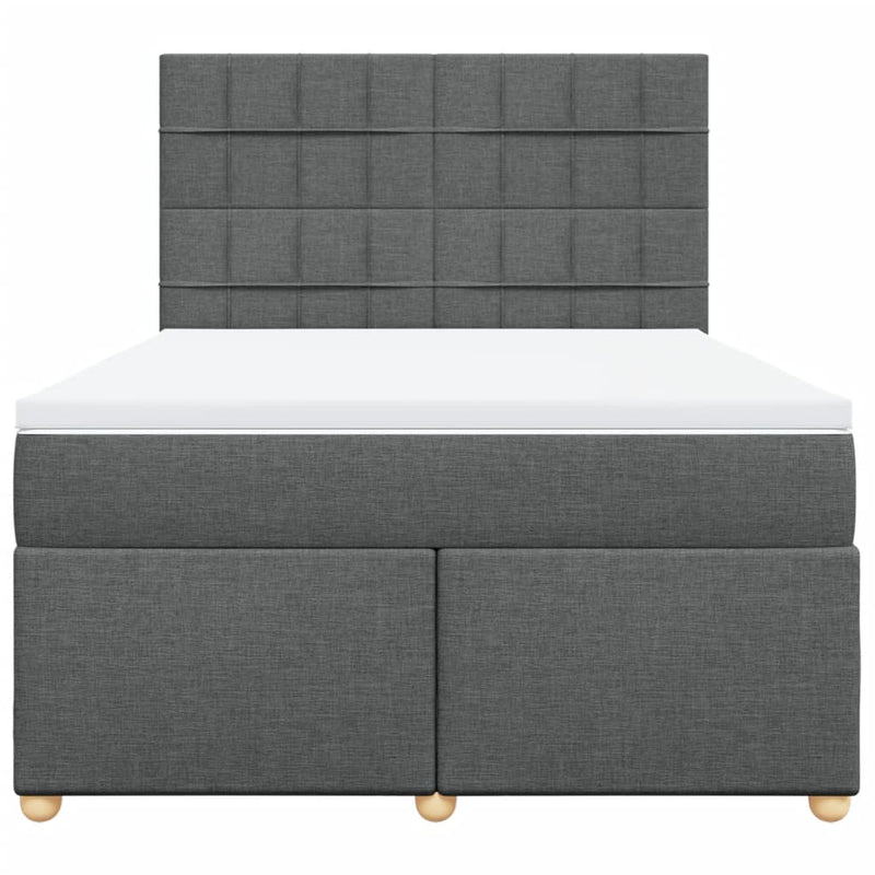 Box Spring Bed with Mattress Dark Grey Queen Fabric Payday Deals