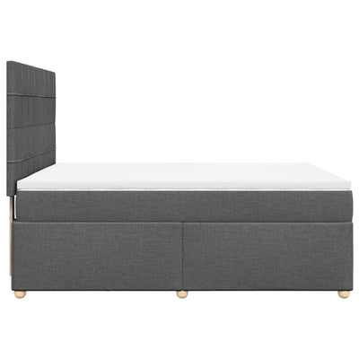 Box Spring Bed with Mattress Dark Grey Queen Fabric Payday Deals