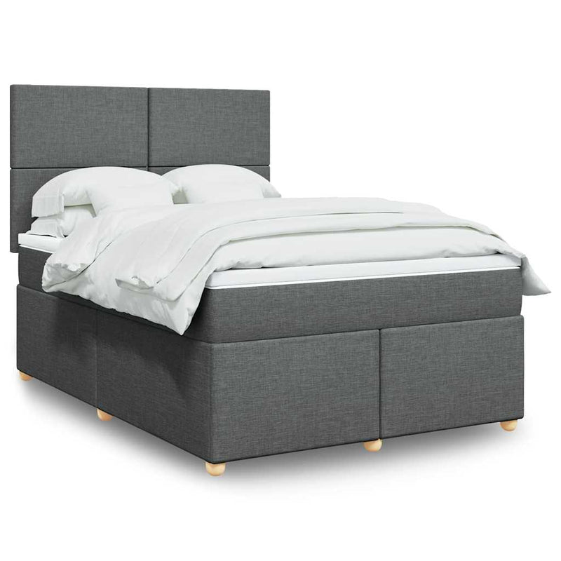 Box Spring Bed with Mattress Dark Grey Queen Fabric Payday Deals