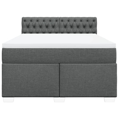 Box Spring Bed with Mattress Dark Grey Queen Fabric Payday Deals