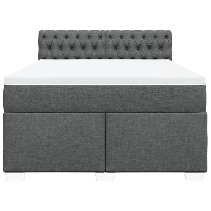 Box Spring Bed with Mattress Dark Grey Queen Fabric Payday Deals