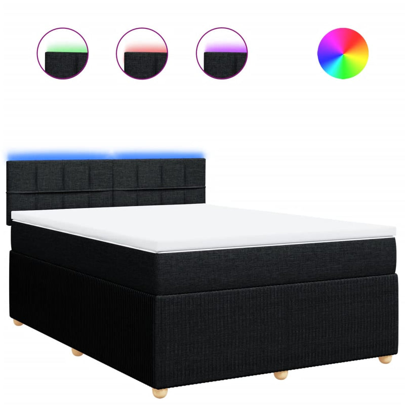 Box Spring Bed with Mattress Dark Grey Queen Fabric Payday Deals