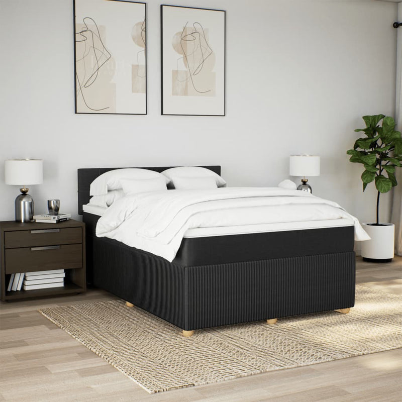 Box Spring Bed with Mattress Dark Grey Queen Fabric Payday Deals