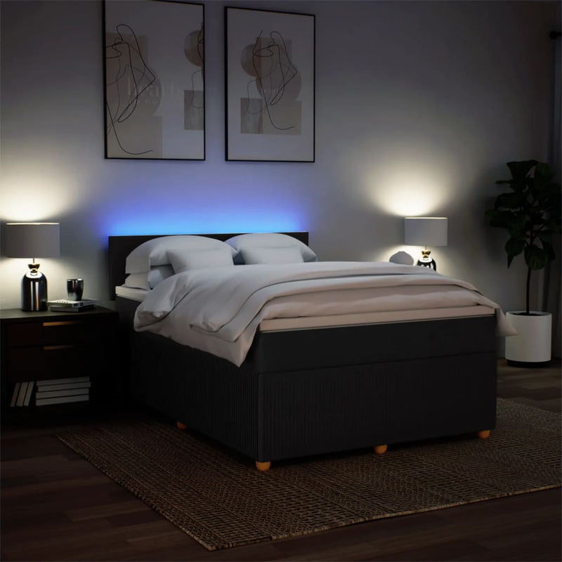 Box Spring Bed with Mattress Dark Grey Queen Fabric Payday Deals
