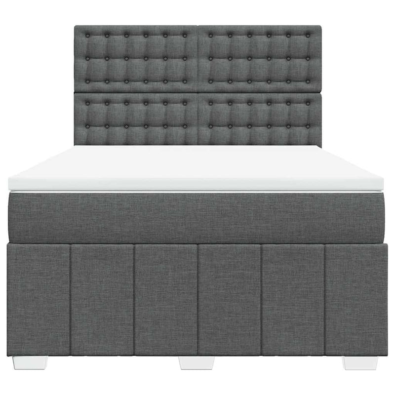 Box Spring Bed with Mattress Dark Grey Queen Fabric Payday Deals