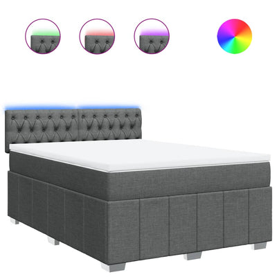 Box Spring Bed with Mattress Dark Grey Queen Fabric Payday Deals