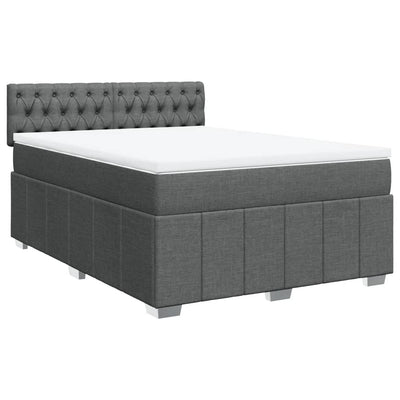 Box Spring Bed with Mattress Dark Grey Queen Fabric Payday Deals