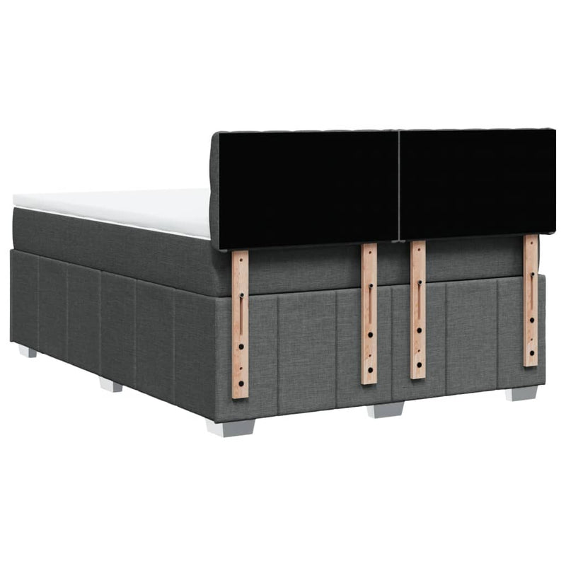 Box Spring Bed with Mattress Dark Grey Queen Fabric Payday Deals
