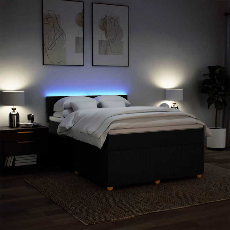 Box Spring Bed with Mattress Dark Grey Queen Fabric Payday Deals
