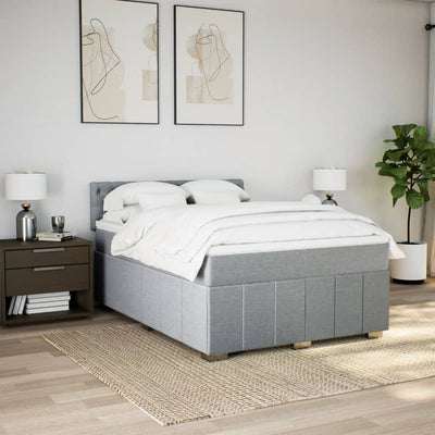 Box Spring Bed with Mattress Dark Grey Queen Fabric Payday Deals
