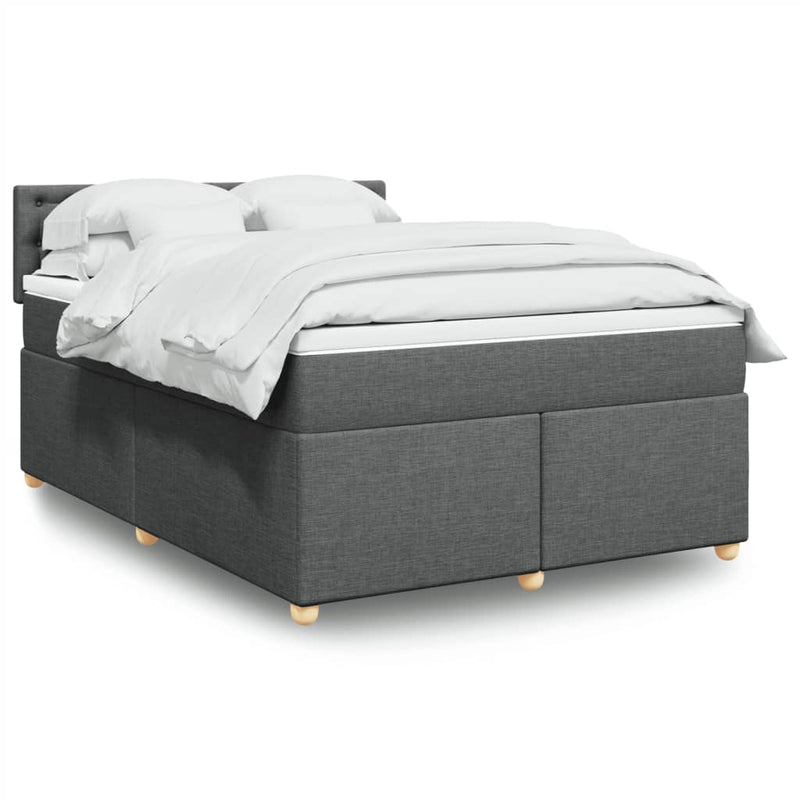 Box Spring Bed with Mattress Dark Grey Queen Fabric Payday Deals