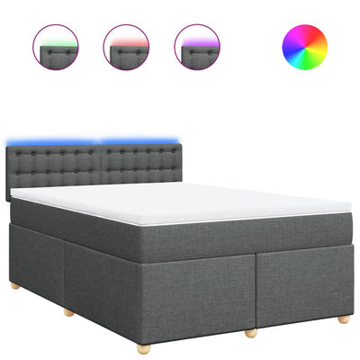 Box Spring Bed with Mattress Dark Grey Queen Fabric Payday Deals