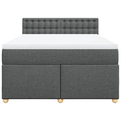 Box Spring Bed with Mattress Dark Grey Queen Fabric Payday Deals